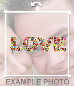Sticker of the word LOVE with flowers for your photos