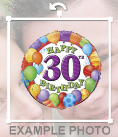 Decorative sticker to celebrate a 30th birthday with your photo