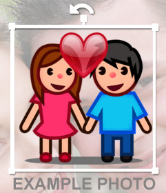Emoji couple and a heart that you can add in your photos