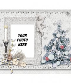 Christmas card to personalize with your photo, a tree and a candle