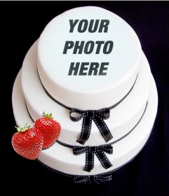 Photomontage to put your face on a fondant cake with strawberry
