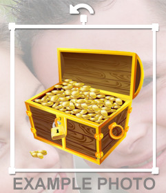 Sticker of a treasure chest to paste on your photos for free