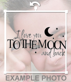 Put the text I LOVE YOU TO THE MOON AND BACK in black color in your photos with online photo editor
