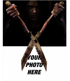 Horror photomontage to put someone between large scissors