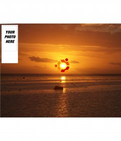 Twitter background with a sunset and the symbol of Ubuntu Linux