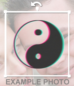 Round Sticker yin yang in black to decorate your photos and white