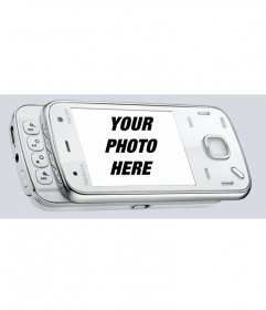Put your photo inside a mobile phone. Funny photomontage for photos