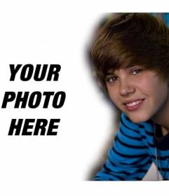 Template assemblies and popular celebrities. Upload your photo and put it next to Justin Bieber, Canadian pop singer. Teaches this collage to your friends!