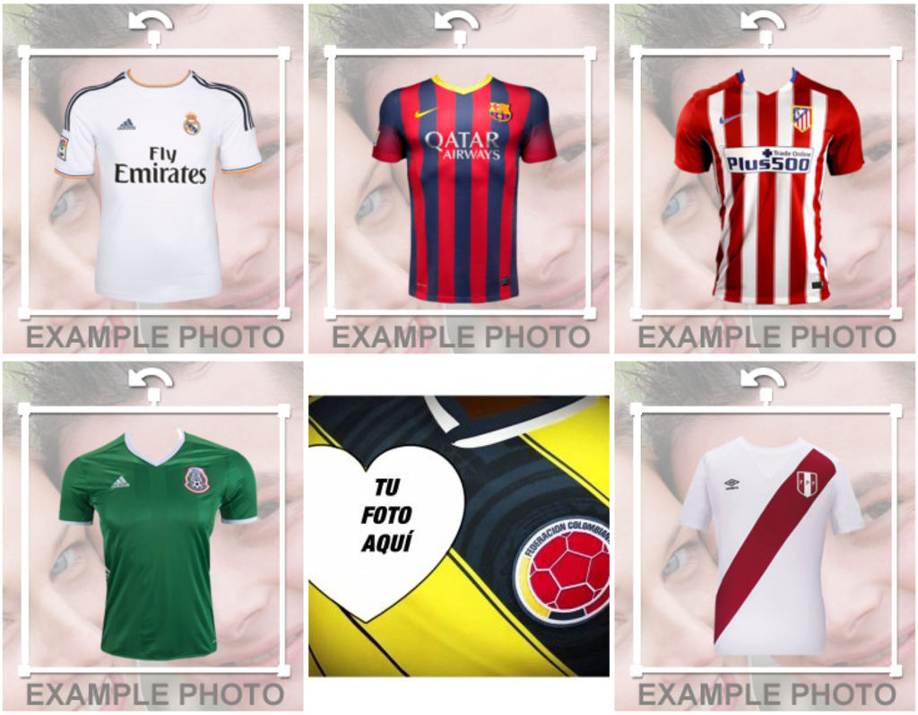 Foto efectos y stickers de las camisetas de equipos de fútbol para tus fotos
