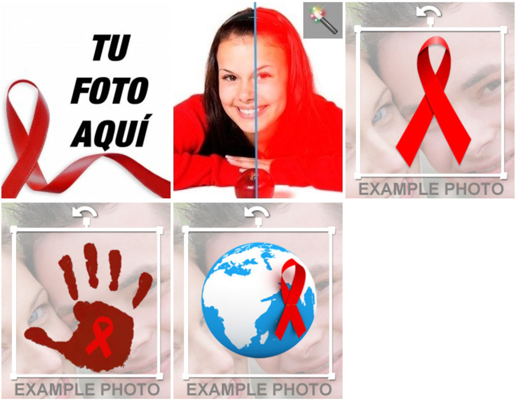 Fotomontajes en apoyo a la lucha contra el SIDA