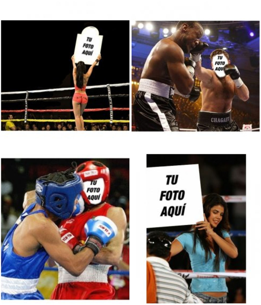 Fotomontajes de boxeo, se combatiente o aparece en los carteles
