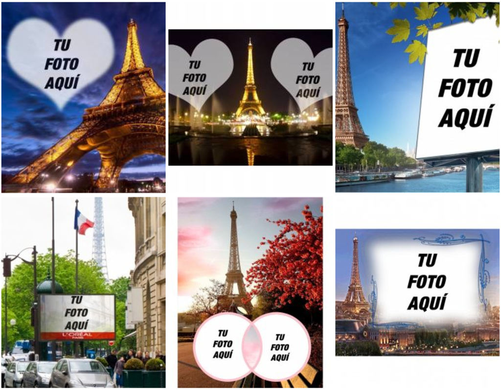 fotomontajes con fotos Torre Eiffel y Paris para poner tu foto