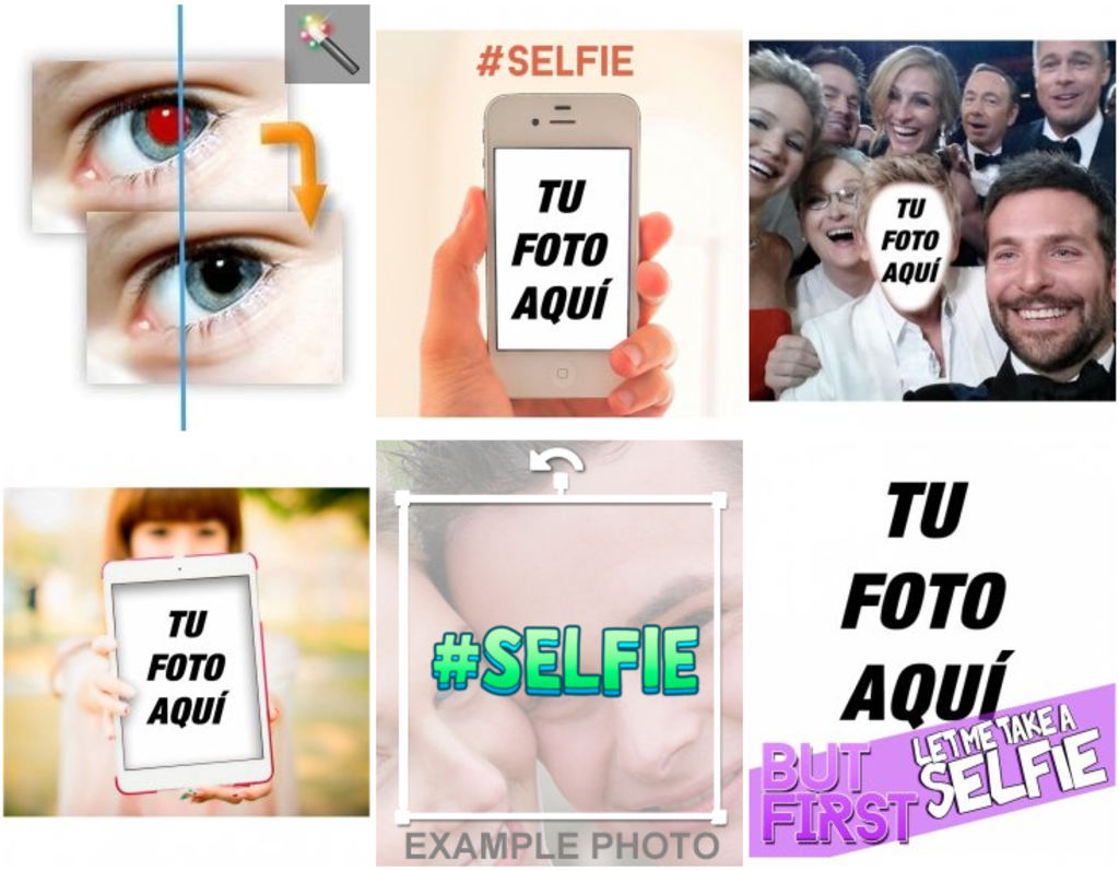 Fotomontajes en la pantalla de un smartphone o selfies famosos