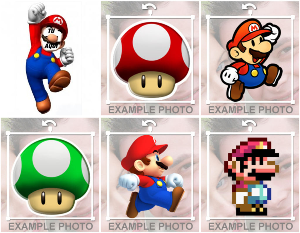 Fotomontajes y pegatinas de los videojuegos de Mario